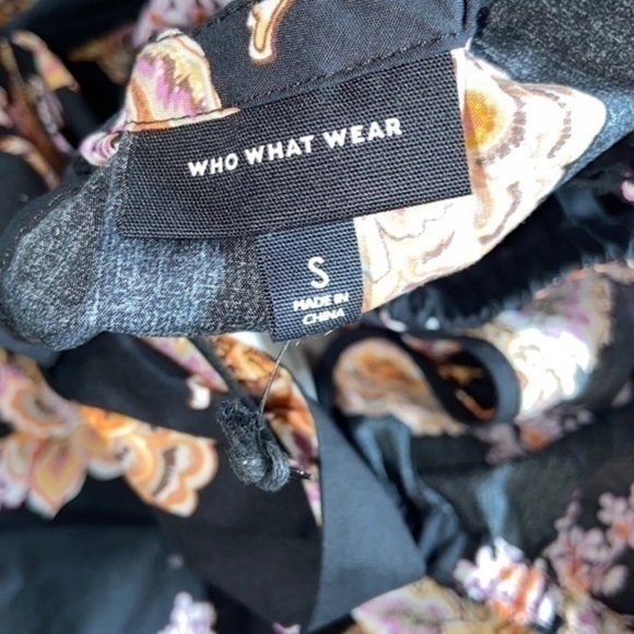 Raglan Long Sleeve High Low Dress - Who What Wear Black Floral size small - Picture 5 of 6